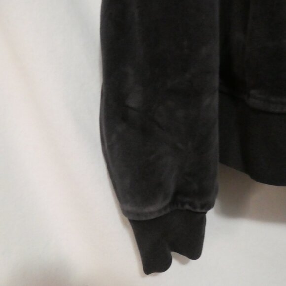 Y2K - GAP - Stretch | medium | Black Zip-Up Velour Hooded Jacket | Pockets - Picture 14 of 16